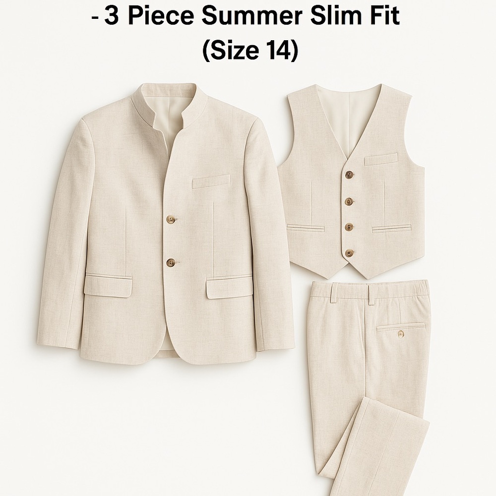 Boys 3-Piece Linen Suit – Size 14